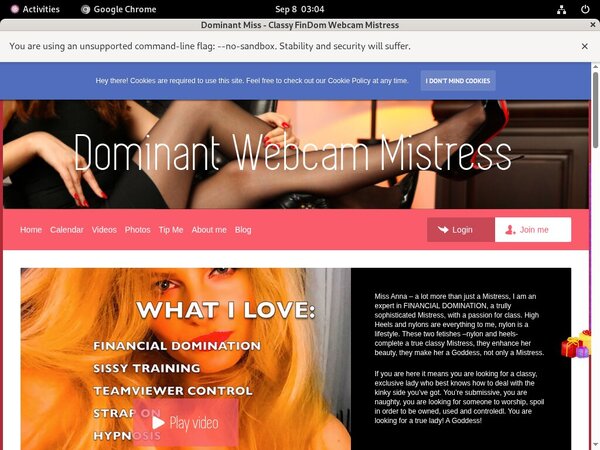 Dominant Miss - Classy FinDom Webcam Mistress Signup Page
